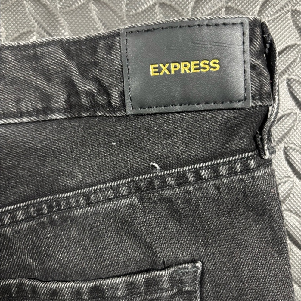 Express Black Jeans Relaxed Straight Low Rise Denim Pants 14R - Picture 11 of 12